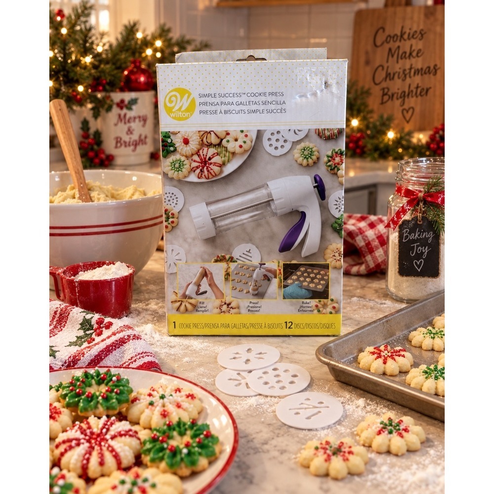 Wilton Simple Success Cookie Press White 12 Discs Spritz Cookies Baking Tool